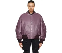 Purple Anja Leather Bomber Jacket