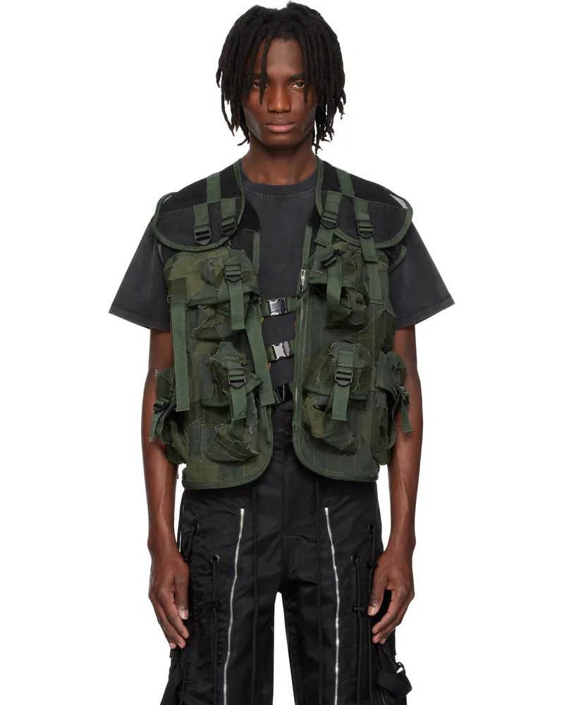 WHO DECIDES WAR Green Milly Cargo Vest Olive