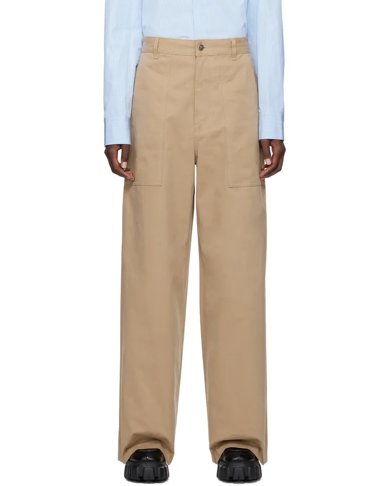 Moncler Beige Straight Leg Trousers 22b
