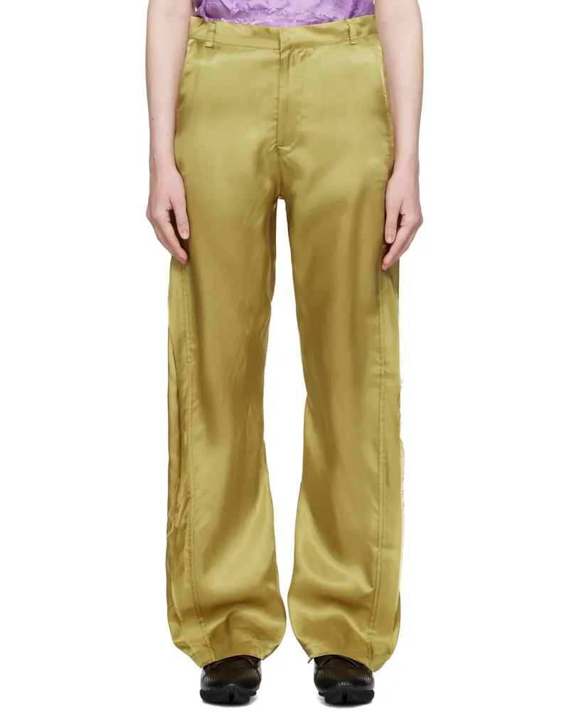 Edward Cuming Khaki Twisted Tailored Trousers Dijon