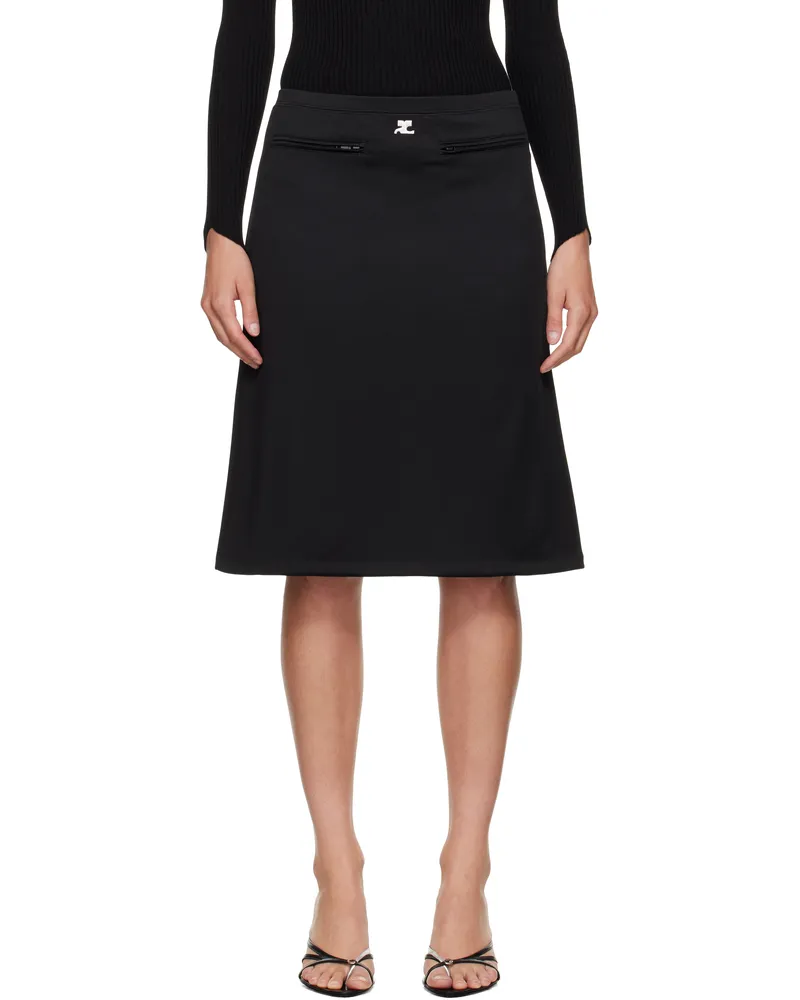 Courrèges Black Interlock Tracksuit Midi Skirt 9999