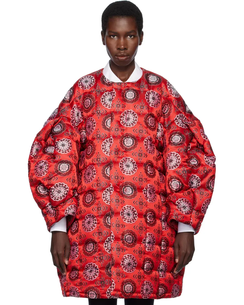 Comme des Garçons Red Polyester Jacquard Quilted Jacket Red
