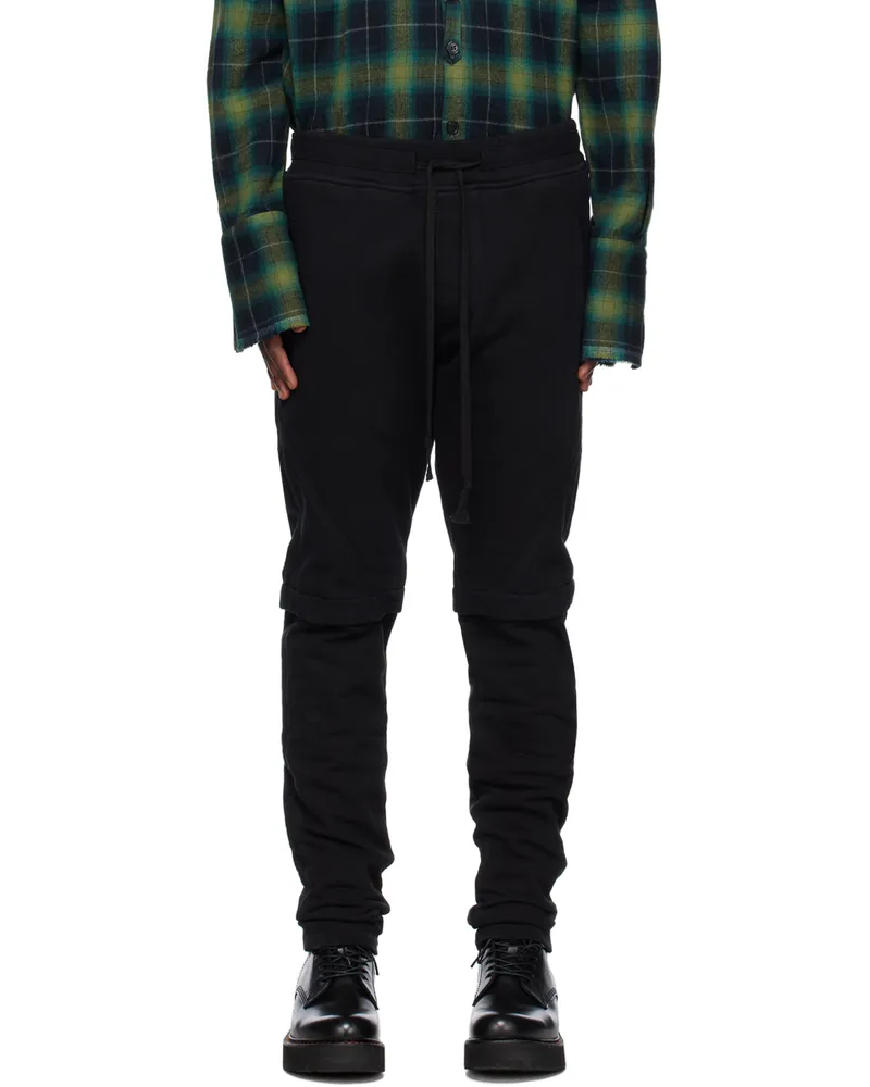 Greg Lauren Black Slim-Fit Lounge Pants Black