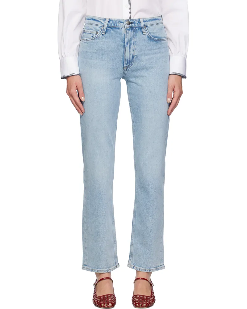 Rag & Bone Blue Harlow Full Length Straight Jeans Bloomfield