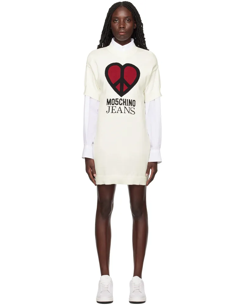 Moschino White 'Peace & Love' Minidress A1002
