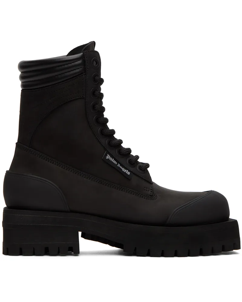 Palm Angels Black Stacked Ankle Boots Black