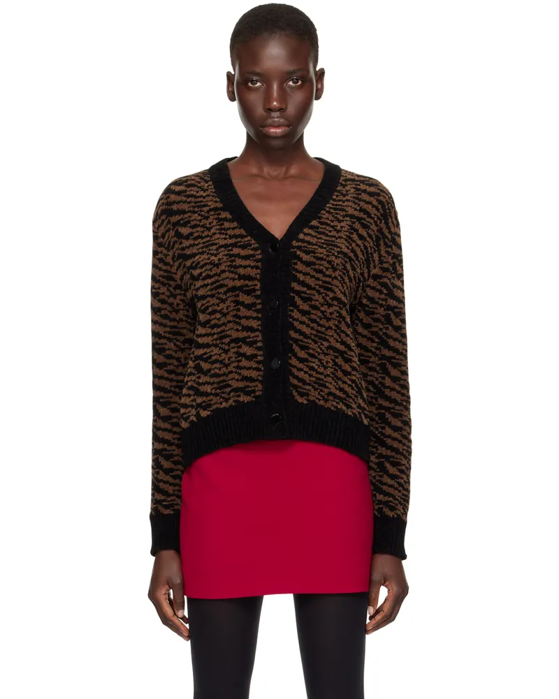 Ernest W. Baker Brown Zebra Cardigan Black
