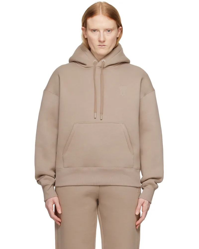 AMI Paris Taupe Ami de Cœur Hoodie Light