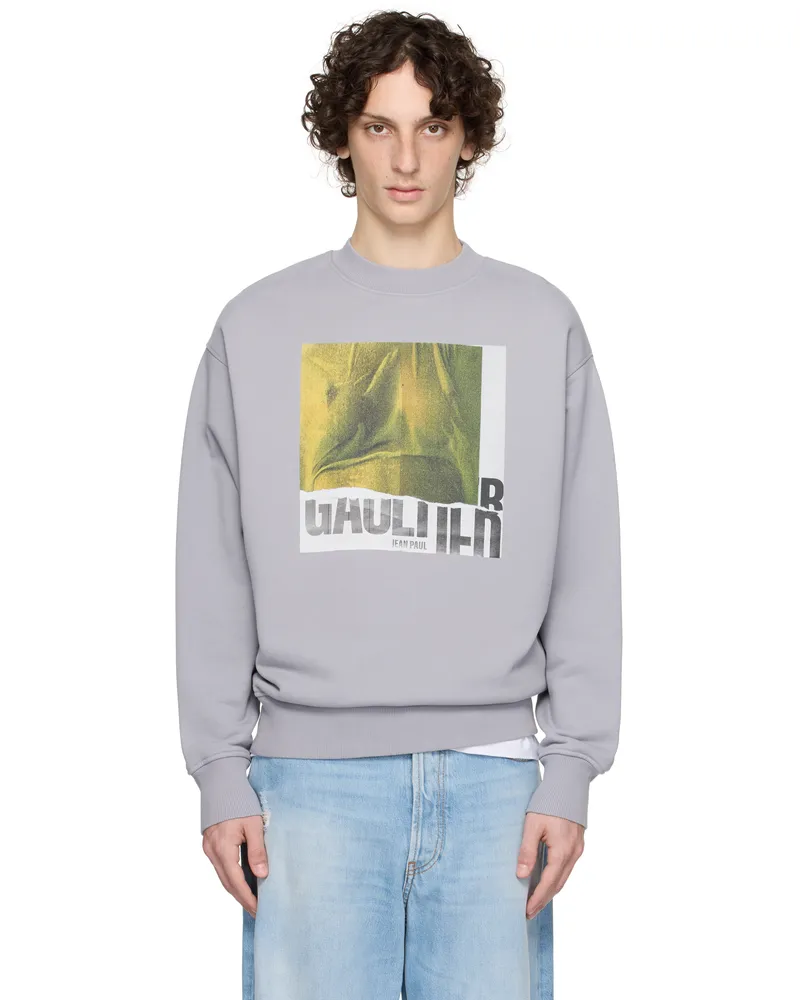 Jean Paul Gaultier SSENSE Exclusive Gray Cotton Crew Printed Water Sweatshirt 134812-heathergrey