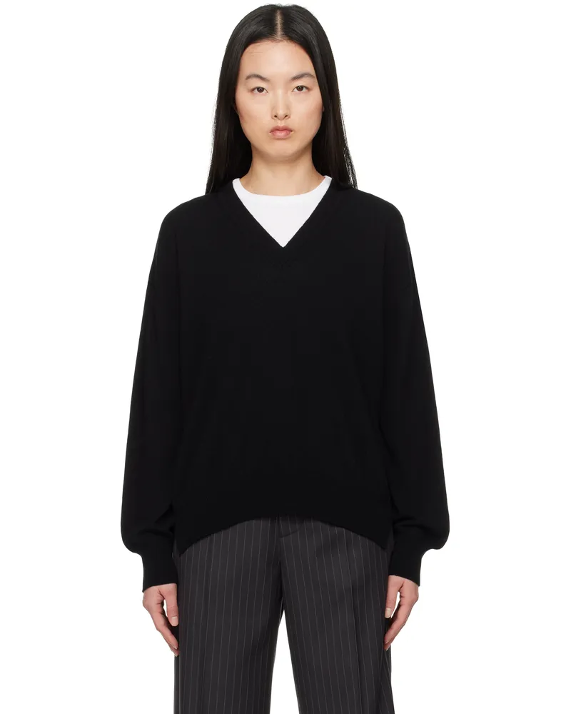 &Daughter Black Tahra Cashmere V-Neck Sweater Black