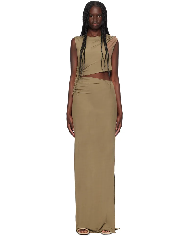 ATLEIN Taupe Cutout Maxi Dress Cob