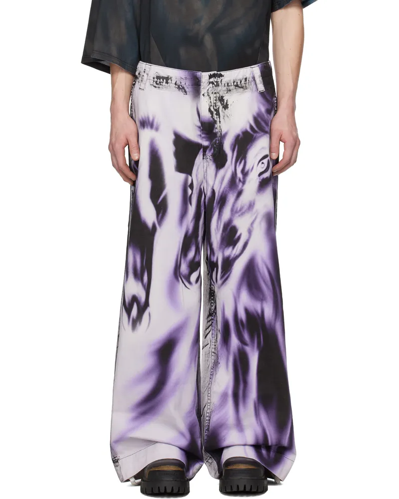 Gerrit Jacob White & Purple Printed Jeans White