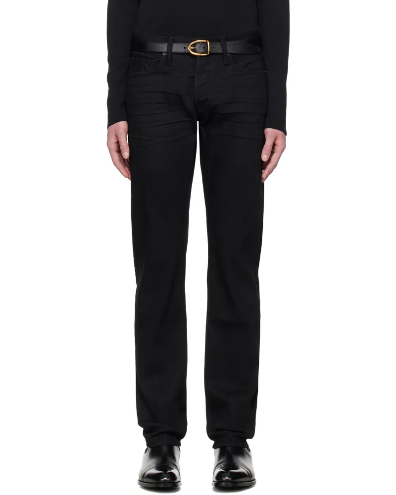 Tom Ford Black Stretch Straight Fit Denim Jeans Lead