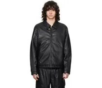 Black Single Rider's Faux-Leather Jacket