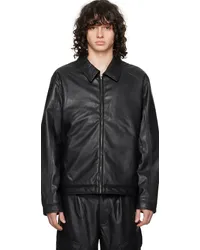 SOPHNET. Black Single Rider's Faux-Leather Jacket Black