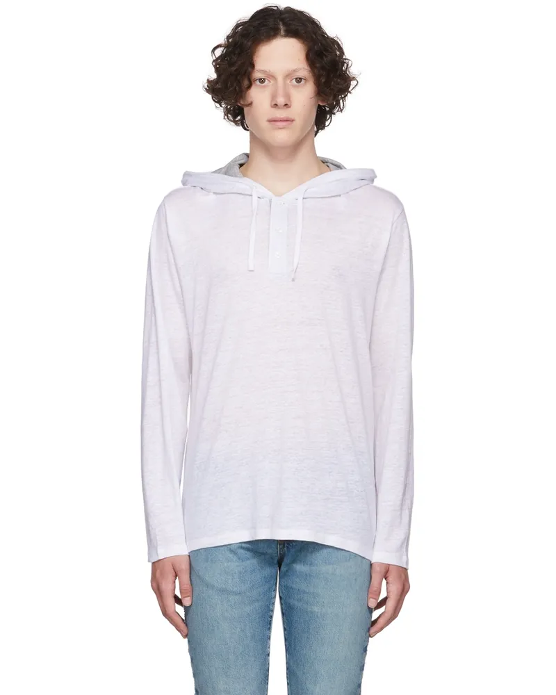 Vince White Linen Hoodie Optic