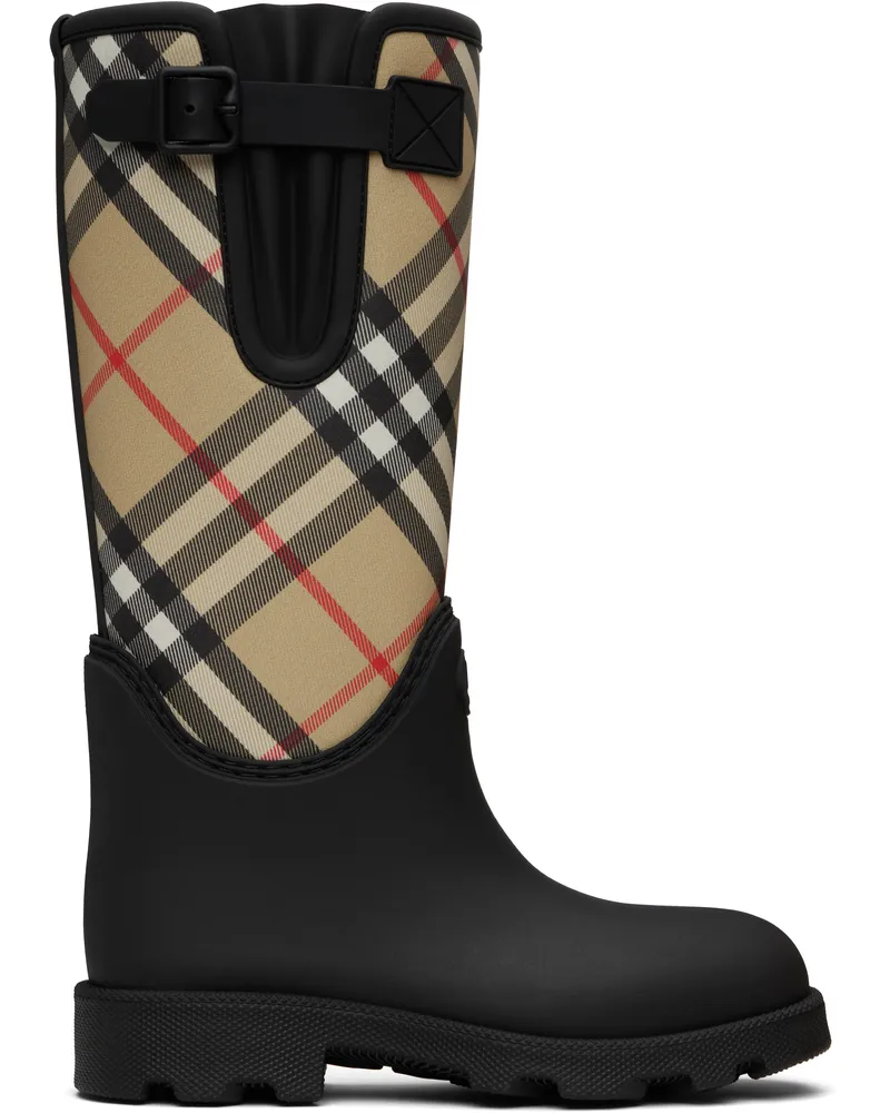 Burberry Black Rubber Marsh Stamp High Boots Black