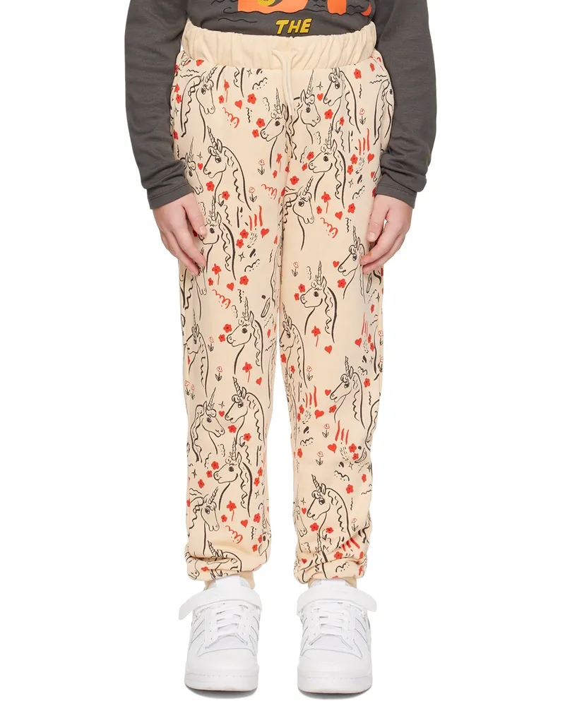 Mini Rodini Kids Beige Unicorns Lounge Pants 23