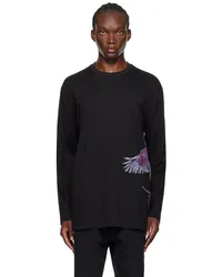 Y-3 Black Graphic Long Sleeve T-Shirt Black