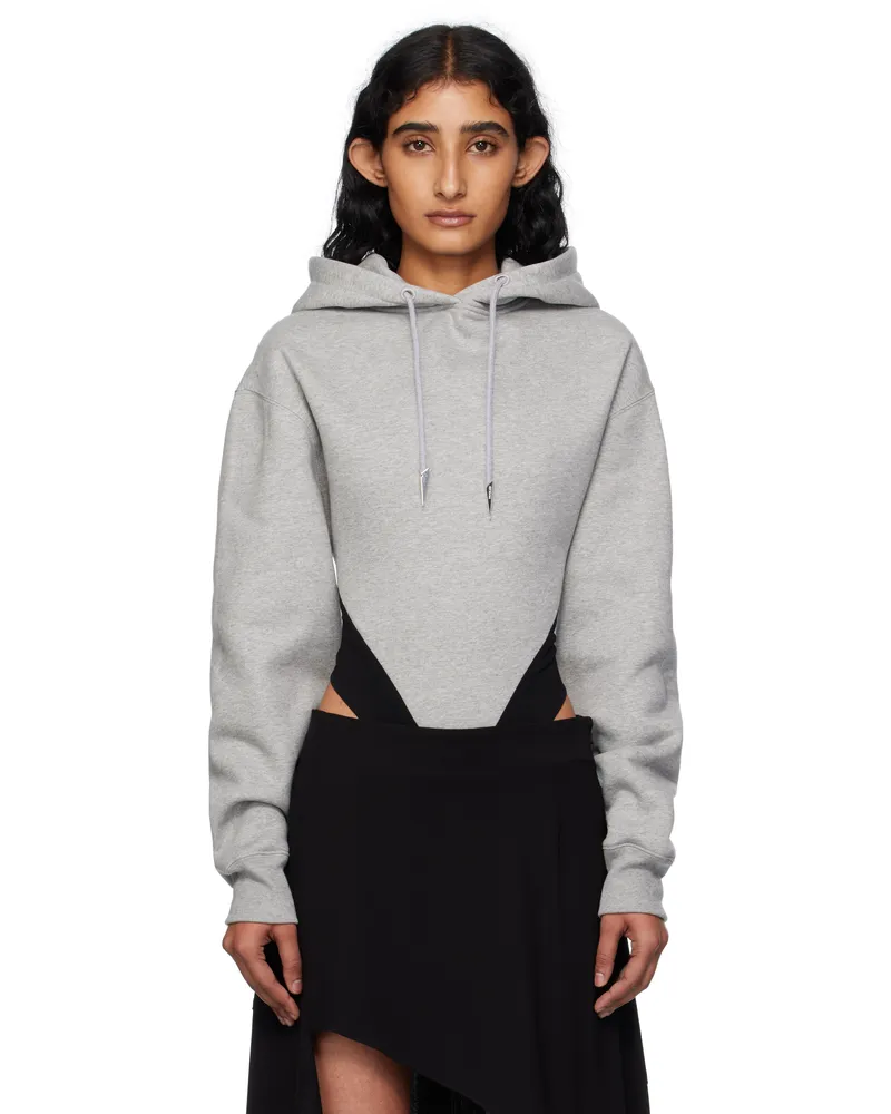 Thierry Mugler Gray & Black Fleece Hood Bodysuit B8029