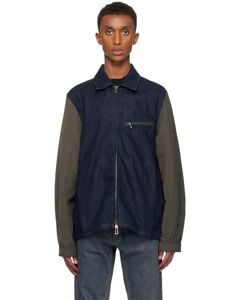 Paul Smith Navy & Khaki Zip Denim Jacket R