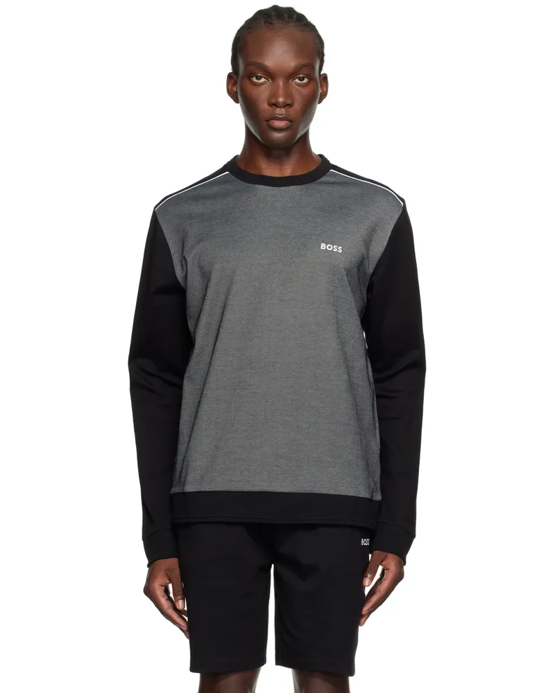 HUGO BOSS Black & Gray Embroidered Logo Sweatshirt Black