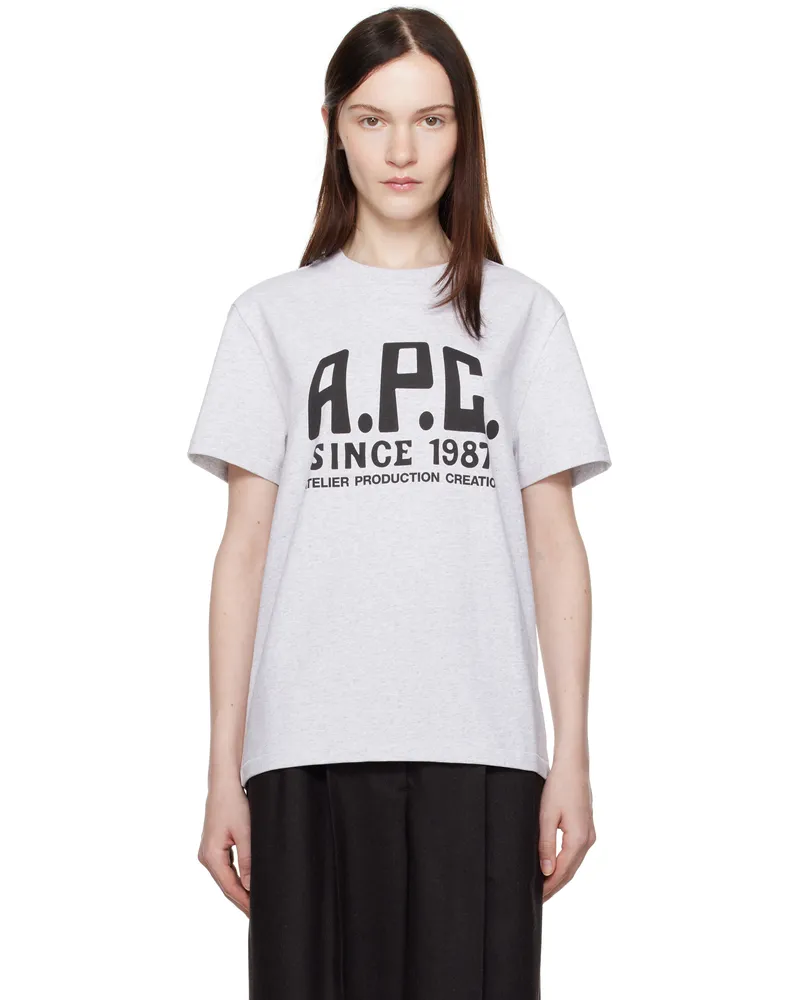 A.P.C. Gray Print Label T-shirt Pla