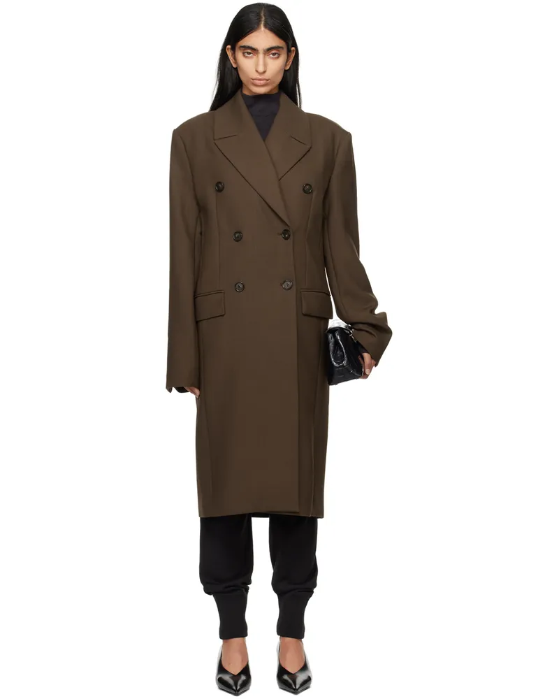 Totême Brown Broad Midi Coat Bark