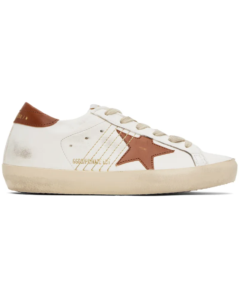 Golden Goose SSENSE Exclusive White Super-Star Sneakers Tan