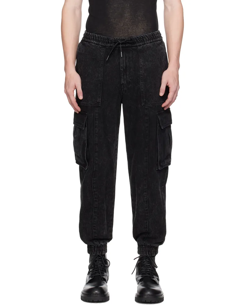 JUUN.J Black Faded Denim Cargo Pants 5