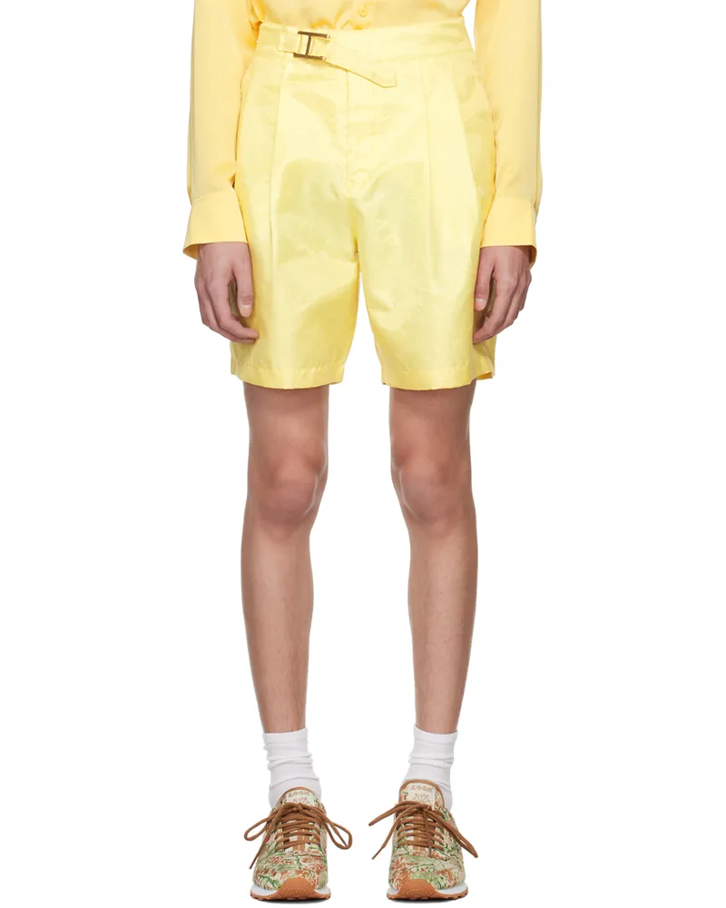 Kanghyuk Yellow Pleated Shorts Yellow