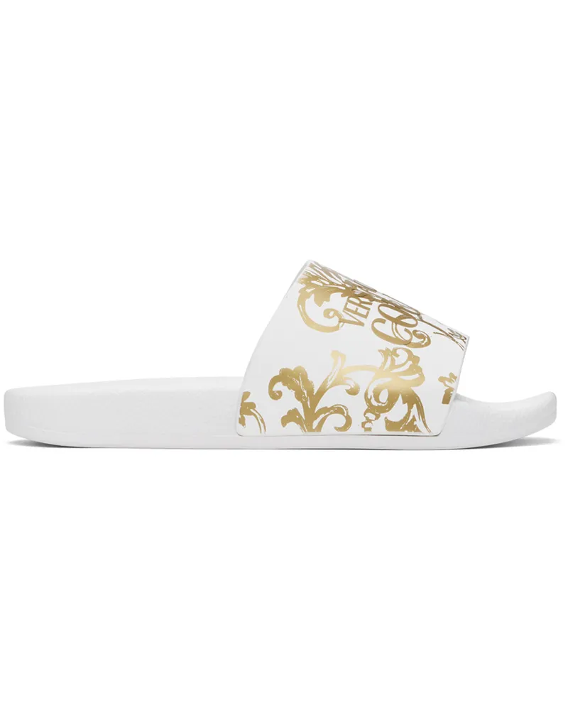 Versace Jeans White Watercolor Couture Slides Eg03