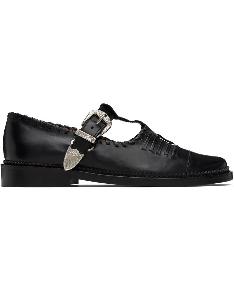 Toga Black Leather Loafers Black