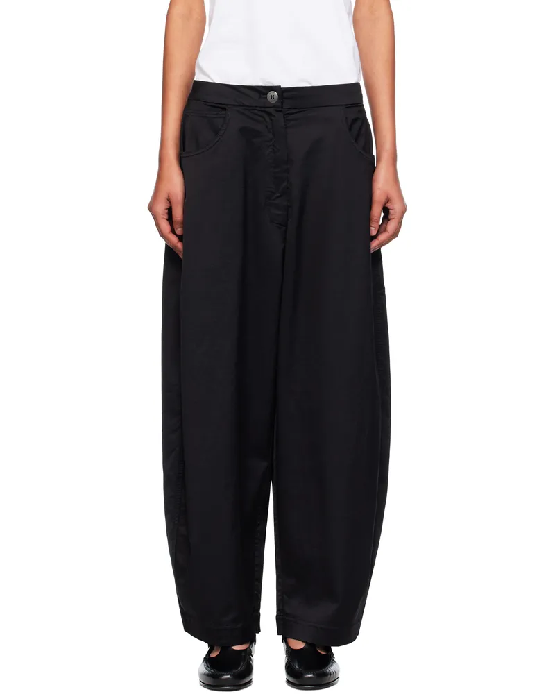 CORDERA Black Satin Curved Trousers Night