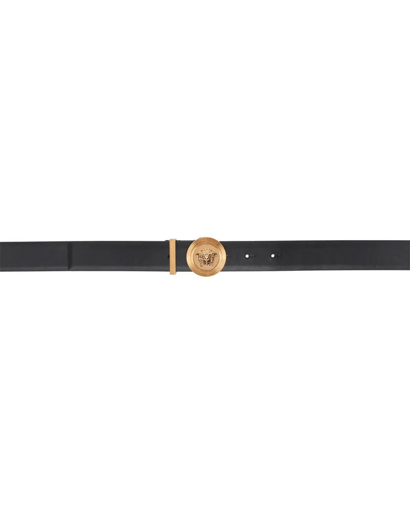 Versace Black Medusa Biggie Leather Belt 1b00v