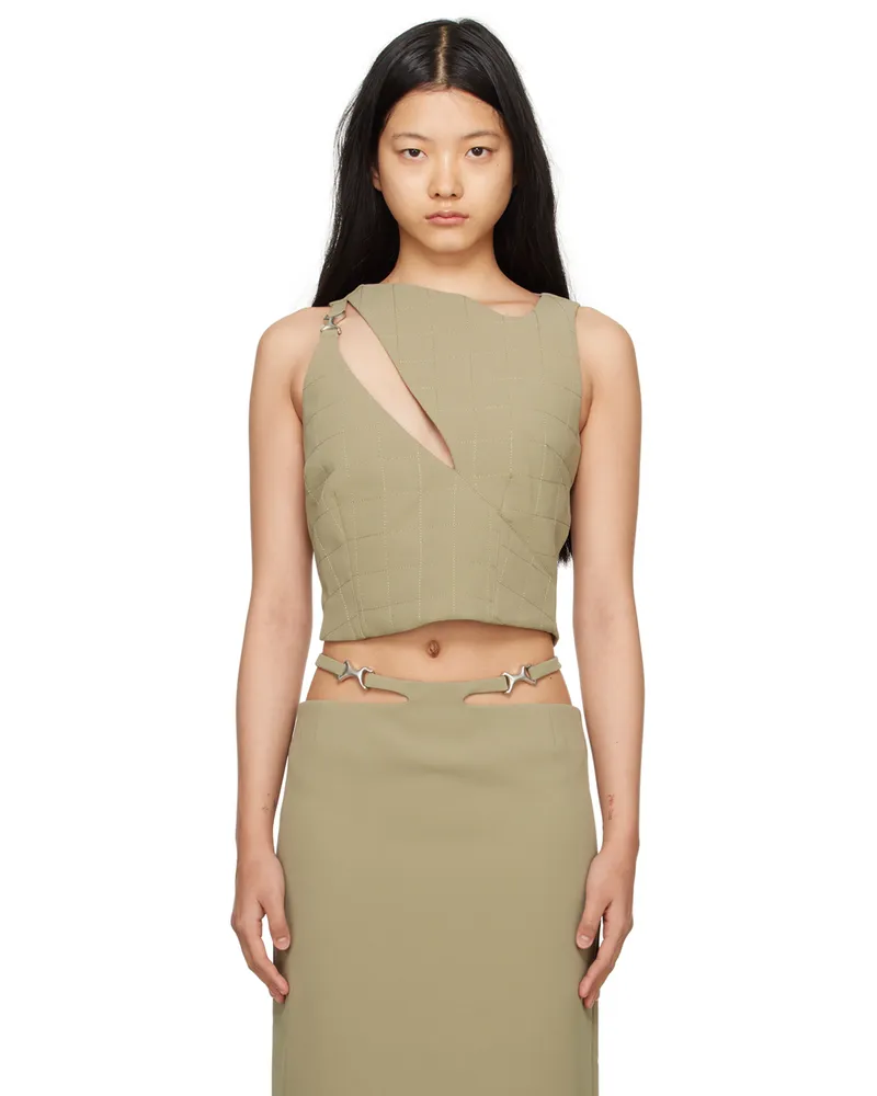 Paris Georgia Khaki Quilted Tank Top Khaki