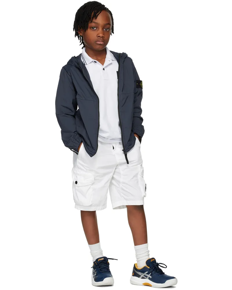 Stone Island Kids White Cargo Shorts V0001