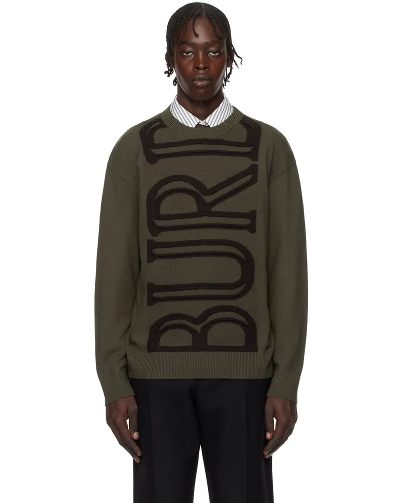 Burberry Brown Logo Wool Sweater Shale