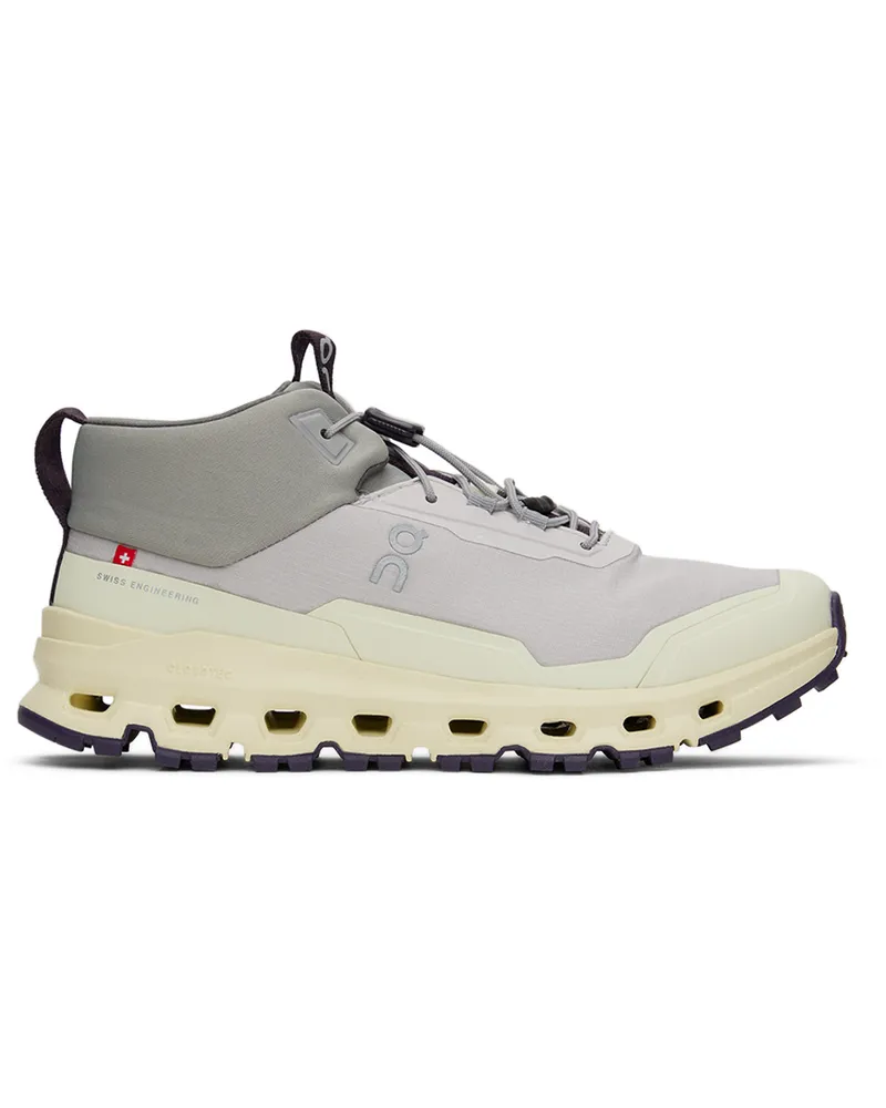 ON Kids Gray & Yellow Cloudhero Mid Waterproof Big Kids Sneakers Silver