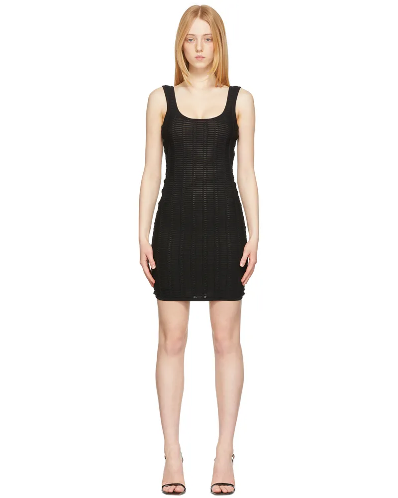 Hervé Léger Black Shadow Stripe Mini Dress Black