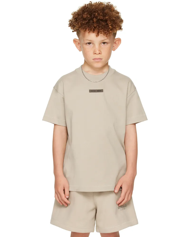 Fear of God Kids Taupe Essential Lounge T-shirt Timber