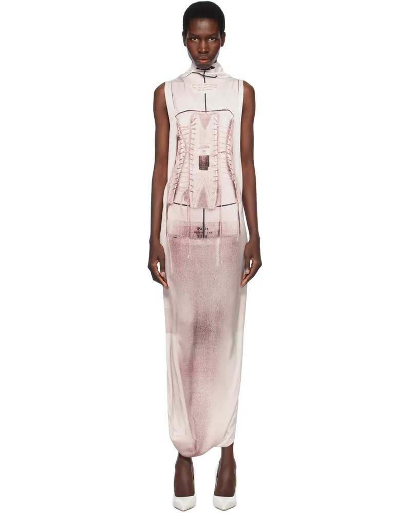 Jean Paul Gaultier White & Pink 'The Draped Trompe-L'œil Corset' Maxi Dress 00-black