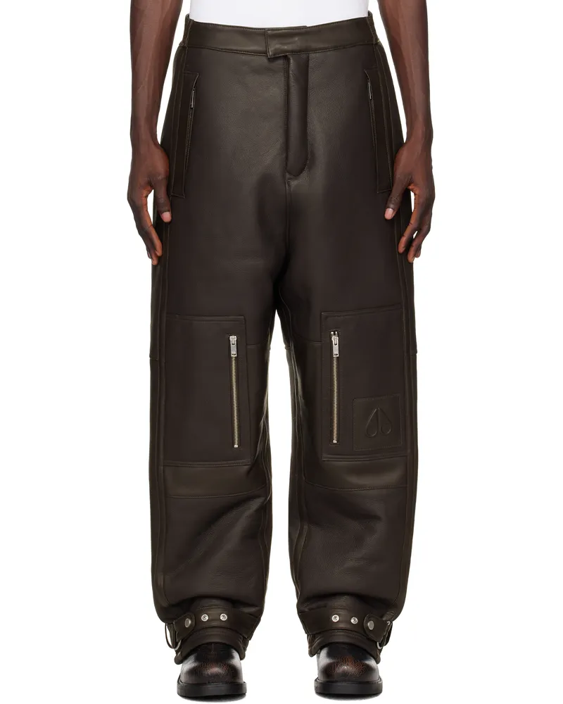 Moose Knuckles Brown Darrell Leather Pants 650