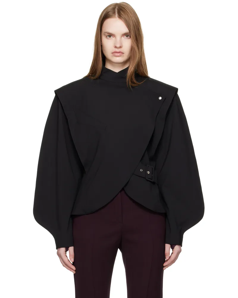 Thierry Mugler Black Asymmetric Officer Jacket 1999