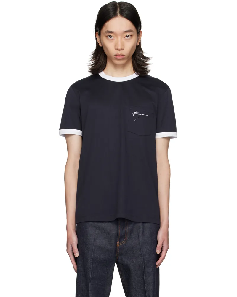Ferragamo Navy Mako T-Shirt New