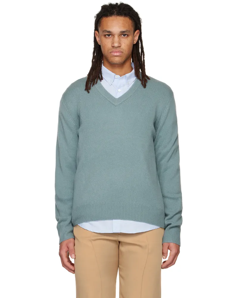 Vince Blue V-Neck Sweater Teal