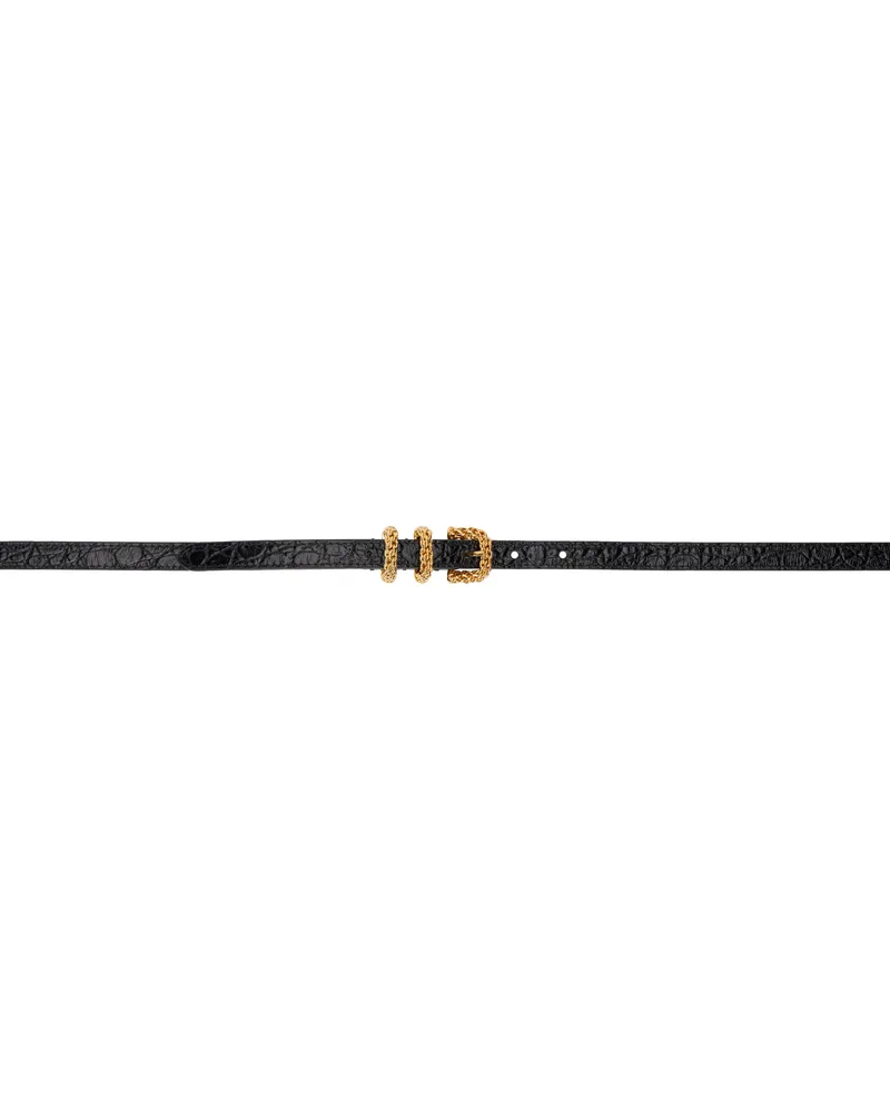by FAR Black Kat Circular Croco Embossed Leather Belt Bk001