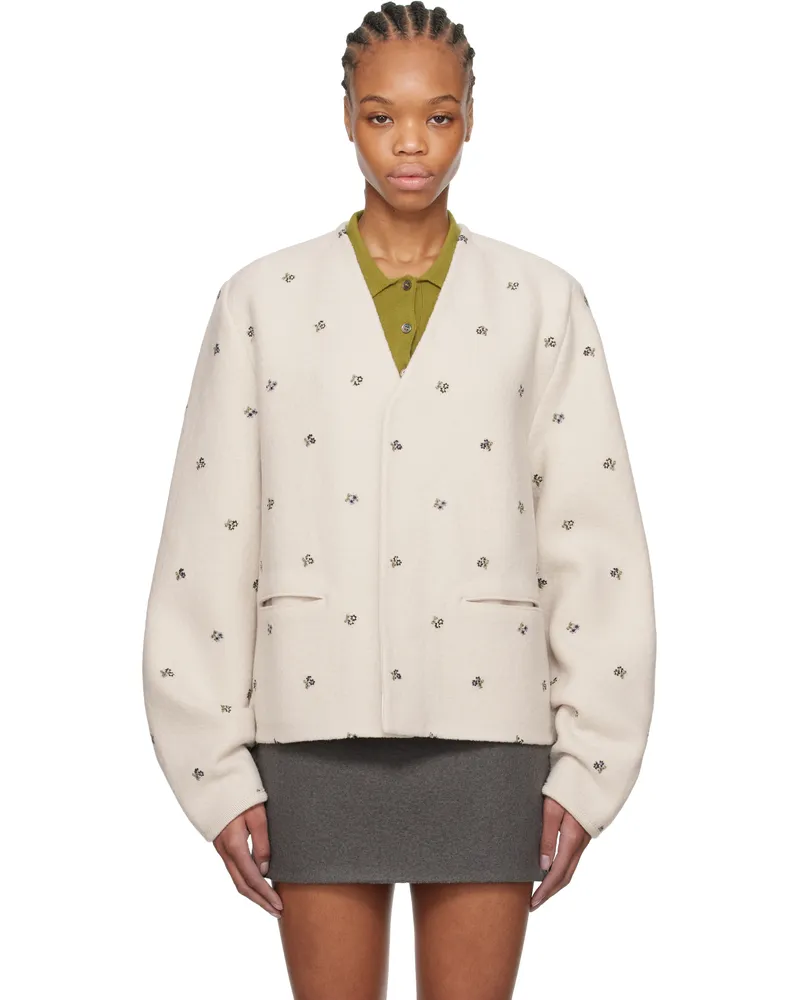 Rier Beige Walker Cardigan White