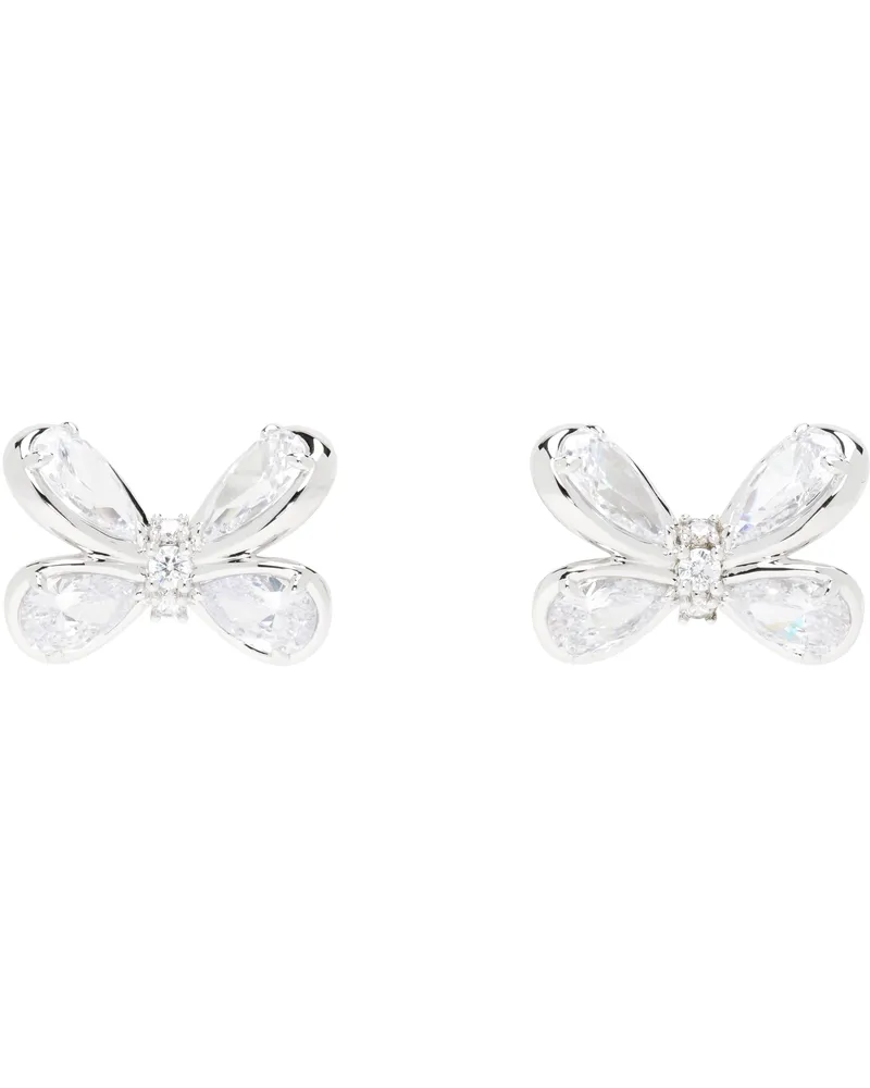 SHUSHU/TONG Silver YVMIN Edition Zirconia Butterfly Flower Stud Earrings Sliver