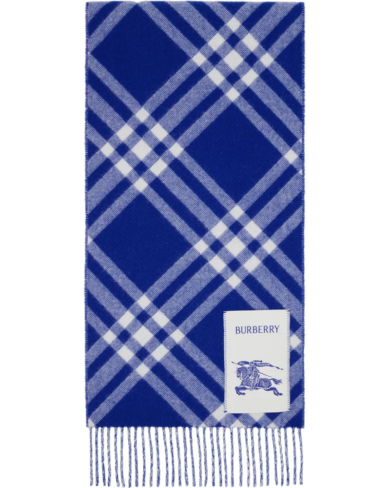 Burberry Blue Check Cashmere Scarf Knight